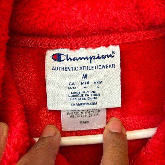 Champion Fresno State Bulldogs Jacket Fuzzy Cozy Mens Medium Embroidered Logo - Picture 4 of 15